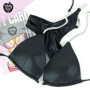 Black Plain Competition Bikini Suit for Women